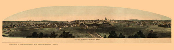 View of Nashville from the West, Tennessee 1871 Old Town Map Custom Print Davidson Co.