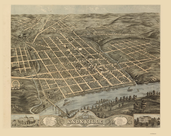 Knoxville, Tennessee 1871 Bird's Eye View