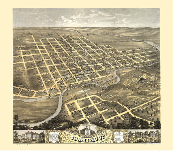 Faribault, Minnesota 1869 Bird's Eye View