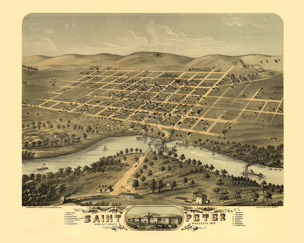 Saint Peter, Minnesota 1870 Bird's Eye View