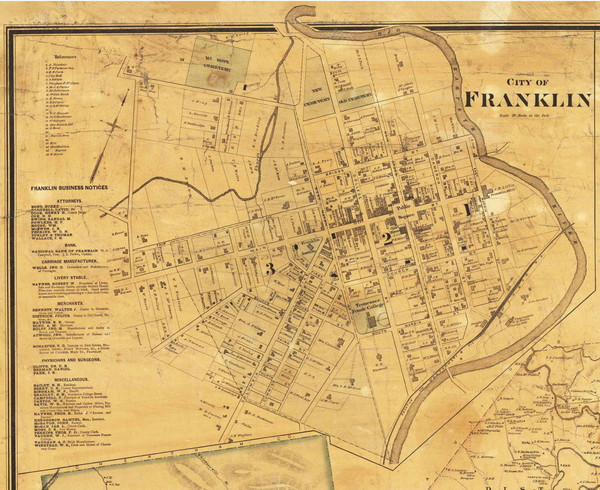 Franklin Village, District 9, Tennessee 1878 Old Town Map Custom Print Williamson Co.