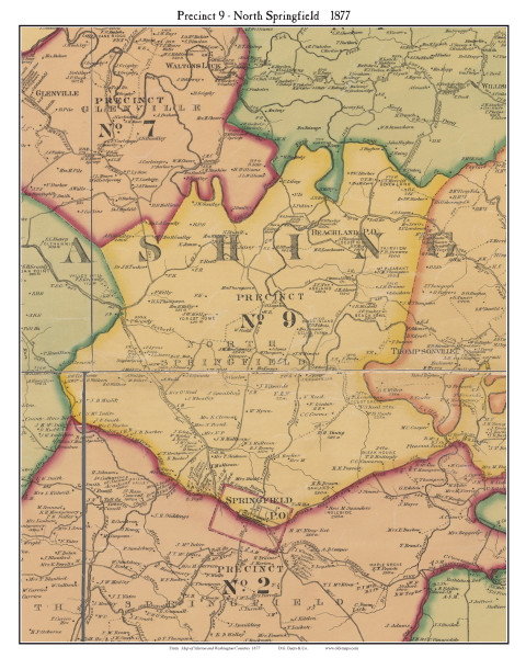 Precinct 9 - North Springfield - Springfield - Beachland, Kentucky 1877 - Washington Co.