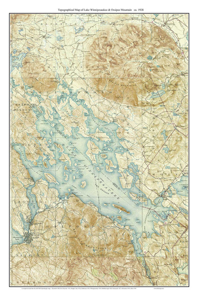 Lake Winnipesaukee & Ossipee Mountain 1928 - Custom USGS Old Topo Map - New Hampshire