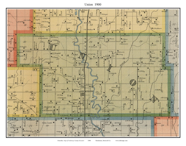 Union - Pickering, Missouri 1900 Old Town Map Custom Print Nodaway Co.