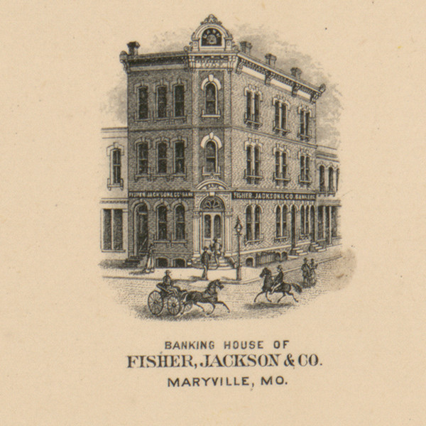 Fisher, Jackson & Co. Bank, Maryville (Polk), Missouri 1900 Old Town Map Custom Print Nodaway Co.