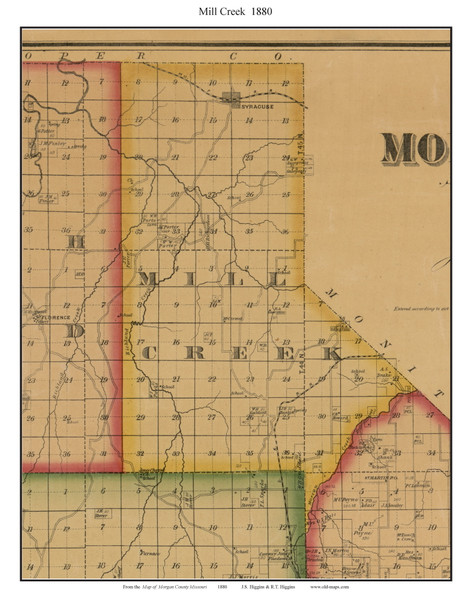 Mill Creek - Syracuse, Missouri 1880 Old Town Map Custom Print Morgan Co.