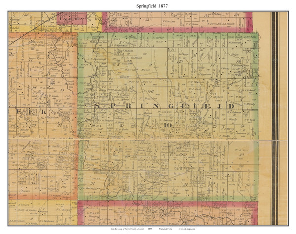 Springfield, Missouri 1877 Old Town Map Custom Print Henry Co.