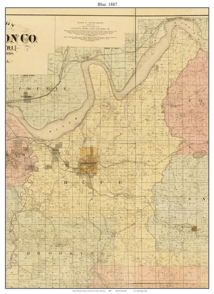 Blue - Independence - Mount Washington, Missouri 1887 Old Town Map Custom Print Jackson Co.