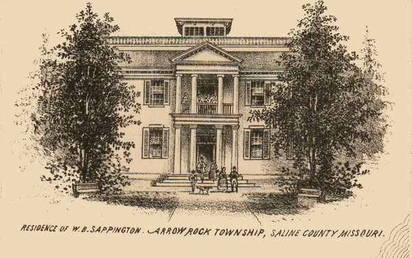 Sappington Residence, Arrow Rock, Missouri 1871 Old Town Map Custom Print Saline Co.