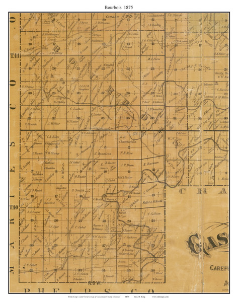 Bourbois, Missouri 1875 Old Town Map Custom Print Gasconade Co.