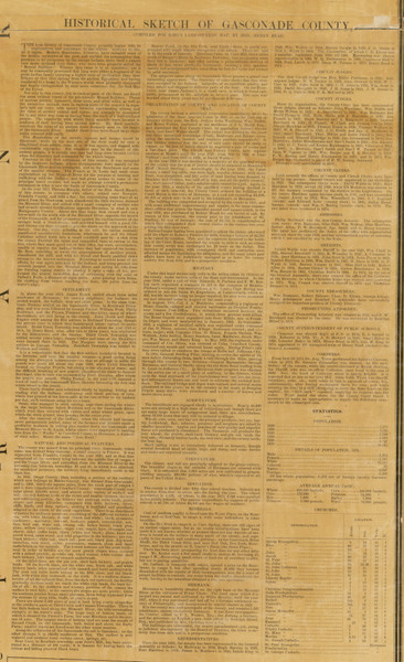 Historical Sketch, Gasconade County, Missouri 1875 Old Town Map Custom Print