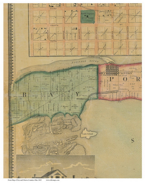 Bay, Ohio 1863 Old Town Map Custom Print - Ottawa Co.