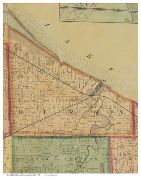 Huron, Ohio 1863 Old Town Map Custom Print - Erie Co.