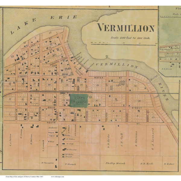Vermillion Village - Vermillion, Ohio 1863 Old Town Map Custom Print - Erie Co. Vermillion Village - Vermillion, Ohio 1863 Old Town Map Custom Print - Erie Co.