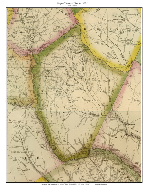 Sumter District, 1822 South Carolina - Wilson - Old Map Reprint