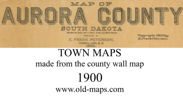 Map Cartouche, Aurora Co, South Dakota 1900 Old Town Map Custom Print - Aurora Co.