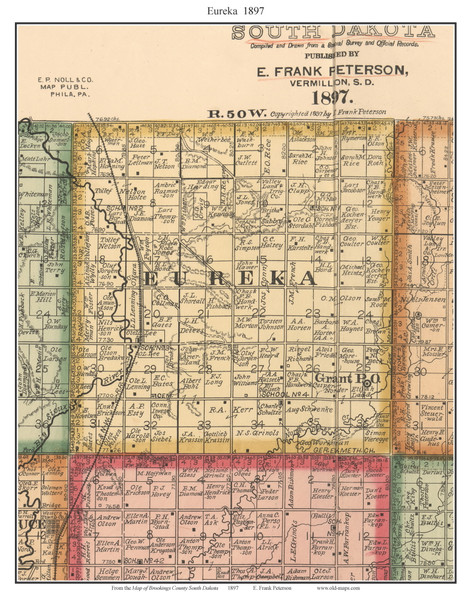 Eureka, South Dakota 1897 Old Town Map Custom Print - Brookings Co.