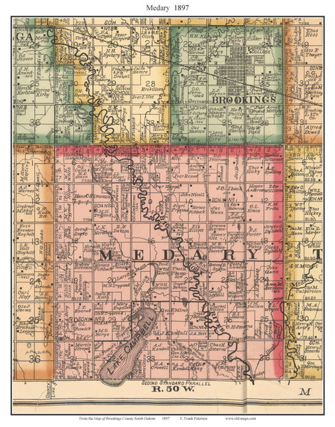 Medary, South Dakota 1897 Old Town Map Custom Print - Brookings Co.