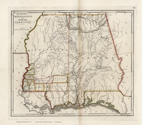 Mississippi Territory 1818 Carey - Old State Map Reprint