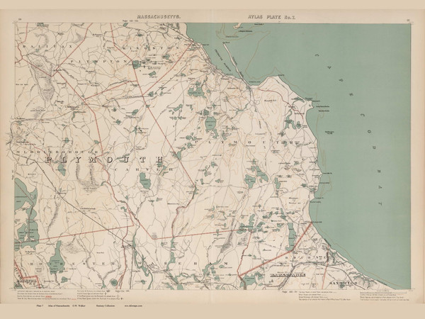 Plymouth, Carver, & Middleborough Area, Massachusetts 1891 Old Town Map Reprint - Walker State Atlas Plate 07 Plymouth, Carver, & Middleborough Area, Massachusetts 1891 Old Town Map Reprint - Walker State Atlas Plate 07