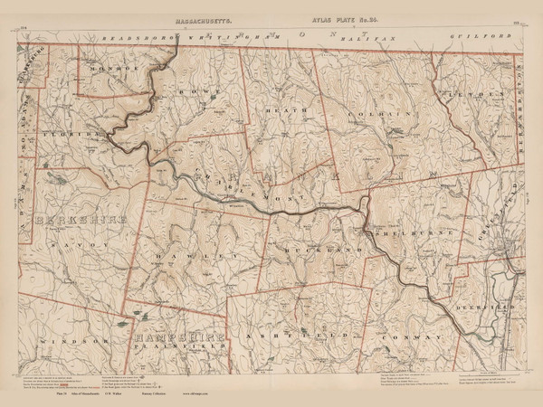 Florida, Charlemont, Colrain, & Shelburne Area, Massachusetts 1891 Old Town Map Reprint - Walker State Atlas Plate 24 Florida, Charlemont, Colrain, & Shelburne Area, Massachusetts 1891 Old Town Map Reprint - Walker State Atlas Plate 24