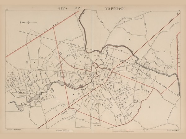 City of Taunton, Massachusetts 1891 Old Town Map Reprint - Walker State Atlas