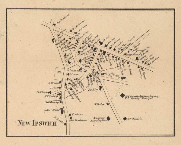 New Ipswich Village, New Hampshire 1858 Old Town Map Custom Print - Hillsboro Co. New Ipswich Village, New Hampshire 1858 Old Town Map Custom Print - Hillsboro Co.