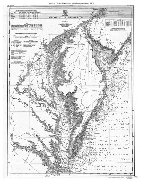 Delaware and Chesapeake Bays from Cape May to Cape Henry 1901 - Old Map Nautical Chart AC Harbors 376 - Chesapeake Bay Delaware and Chesapeake Bays from Cape May to Cape Henry 1901 - Old Map Nautical Chart AC Harbors 376 - Chesapeake Bay