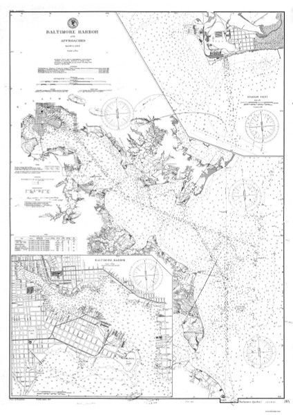Baltimore Harbor and Approaches 1892 - Old Map Nautical Chart AC Harbors 384 - Chesapeake Bay