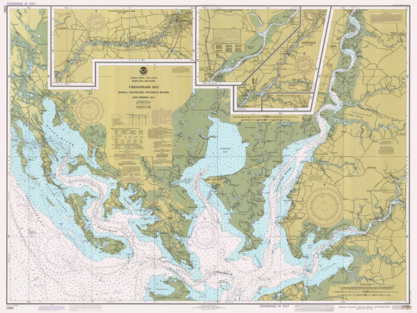 Honga, Nanticoke, Wicomico Rivers and Fishing Bay 1984 - Old Map Nautical Chart AC Harbors 554 - Chesapeake Bay