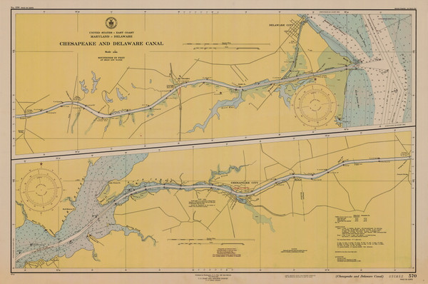Chesapeake and Delaware Canal 1947 - Old Map Nautical Chart AC Harbors 570 - Chesapeake Bay