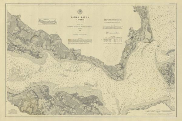 James River 1 1884 - Old Map Nautical Chart AC Harbors 401A - Virginia