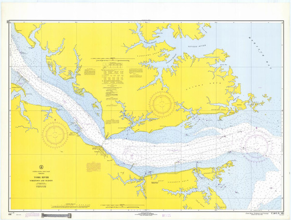 York River - Yorktown and Vicinity 1969 - Old Map Nautical Chart AC Harbors 492 - Virginia