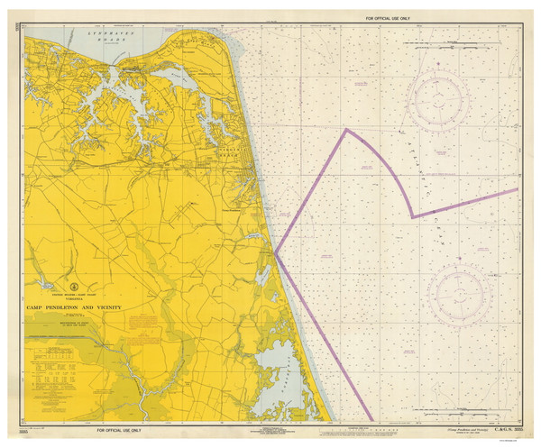 Approaches to Chesapeake Bay 1967 - Old Map Nautical Chart AC Harbors 3335 - Virginia Approaches to Chesapeake Bay 1967 - Old Map Nautical Chart AC Harbors 3335 - Virginia