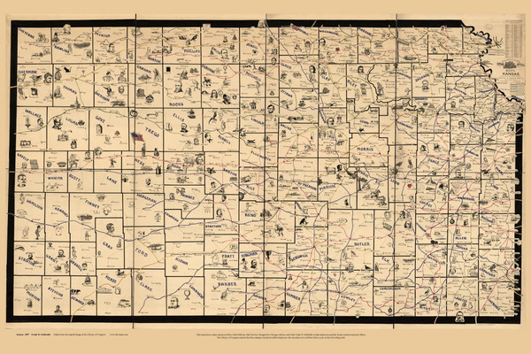 Kansas 1897 Galbraith - Old State Map Reprint