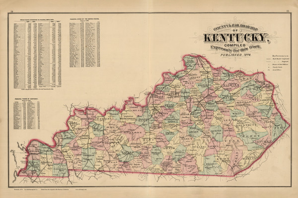 Kentucky 1876 McDonough - Old State Map Reprint