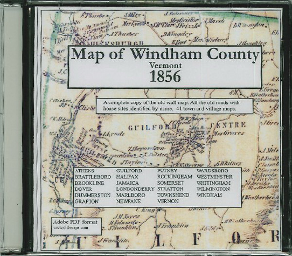 McClellan's Map of Windham County, Vermont, 1856, CDROM Old Map McClellan's Map of Windham County, Vermont, 1856, CDROM Old Map