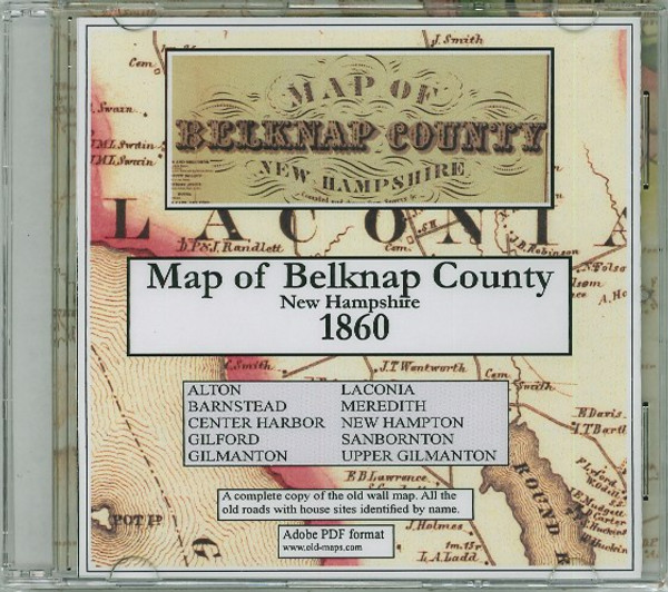 Map of Belknap County, New Hampshire, 1860, CDROM Old Map Map of Belknap County, New Hampshire, 1860, CDROM Old Map