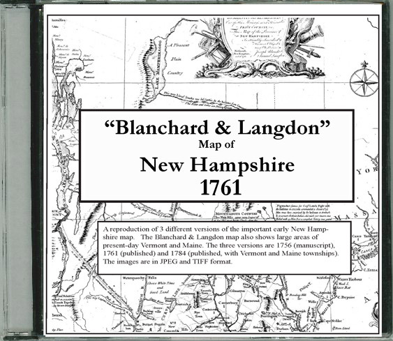 Blanchard & Langdon Map of New Hampshire, 1761, CDROM Old Map
