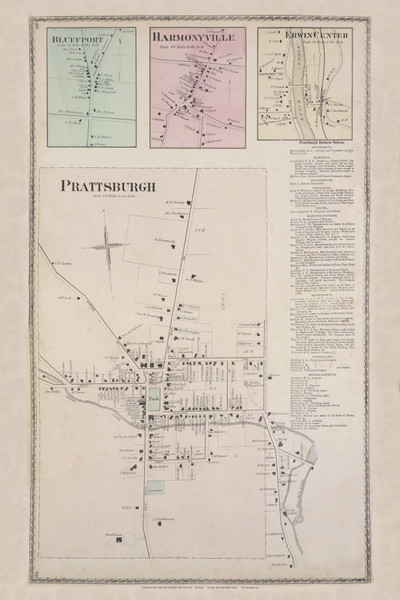 Prattsburgh Bluffport Harmonyville Erwin Center, New York 1873 - Old Town Map Reprint - Steuben Co. Atlas 98-99 Prattsburgh Bluffport Harmonyville Erwin Center, New York 1873 - Old Town Map Reprint - Steuben Co. Atlas 98-99