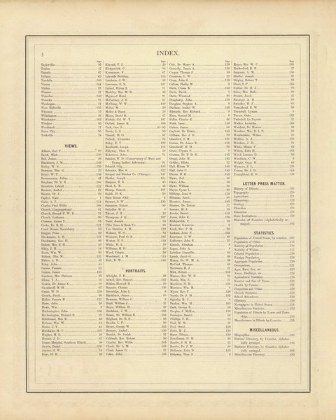 Index Page 2, 1876 Illinois - Old Map Reprint - Warner & Beers Illinois State Atlas