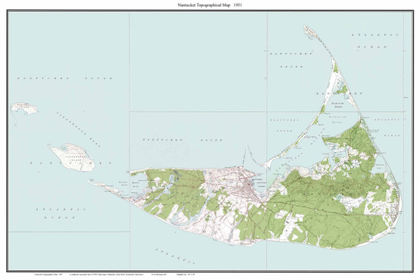 Nantucket 1951 - Custom USGS Old Topo Map - Massachusetts Nantucket 1951 - Custom USGS Old Topo Map - Massachusetts