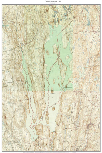 Quabbin Reservoir 1946 - Custom USGS Old Topo Map - Massachusetts