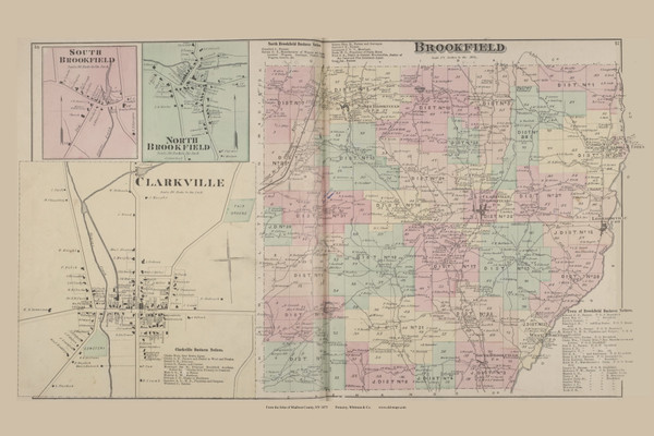 Brookfield Clarkville North Brookfield South Brookfield, New York 1875 - Old Town Map Reprint - Madison Co. Atlas 16-17
