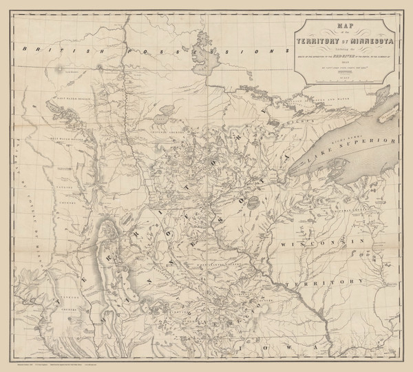 Minnesota 1849 U.S. Army Engineers - Old State Map Reprint