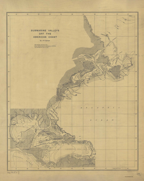 Submarine Valleys off the American Coast, Unknown Year East Coast Big Area - USA Regionals