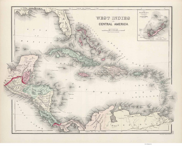 West Indies and Central America - 1878 O.W. Gray - USA Atlases