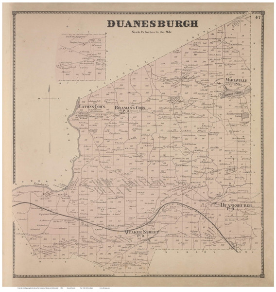 Duanesburgh, Schenectady Co., New York 1866 - Old Town Map Reprint - Albany & Schenectady Cos. Atlas