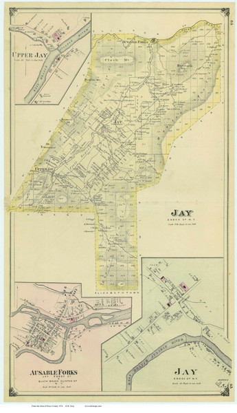 Jay, New York 1876 - Old Town Map Reprint - Essex Co. Atlas