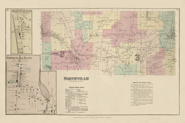 Smithville, New York 1875 - Old Town Map Reprint - Chenango Co. Atlas 96-97